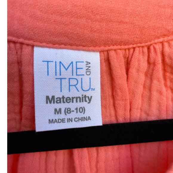 NWT, Time and Tru, Size Med, Maternity, Coral Flutter Sleeve Top, Cotton Gauze - Picture 3 of 5
